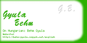 gyula behm business card